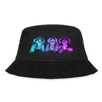 Die drei Affen | 3 Wise Monkeys Weise Affen - Bucket Hat - Schwarz - Vorne - Lela (165cm)