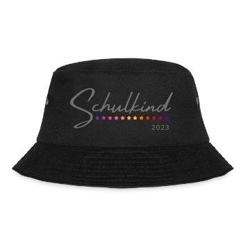Schulkind 2023 mit Namen Personalisierbar - Bucket Hat - Schwarz - Vorne - Lela (165cm)