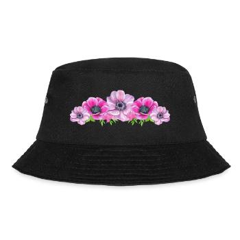 Anemone Flowers Flower Pink Butterfly Florist - Bucket Hat - black - Front - Lela (165cm)