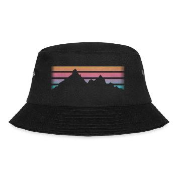 BERGE - WANDERN - RETRO Stripes - Bucket Hat - Schwarz - Vorne - Lela (165cm)