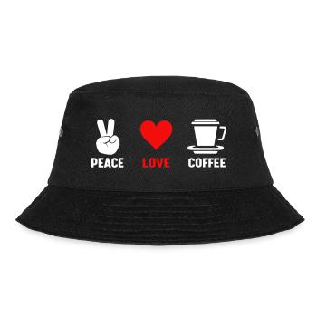 Frieden Liebe Kaffee - Bucket Hat - Schwarz - Vorne - Lela (165cm)