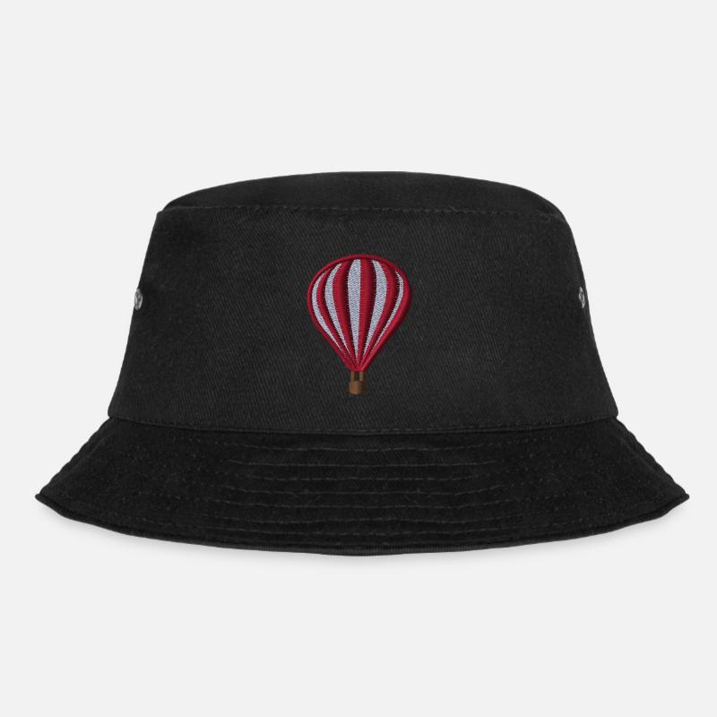 Heißluftballon bestickt - Bucket Hat - Schwarz