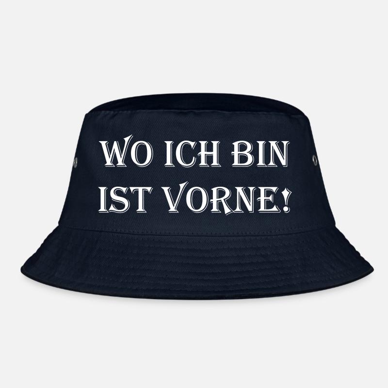 Wo ich bin ist vorne – Distressed Typografie Bucket Hat