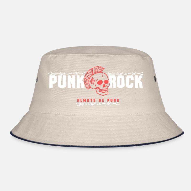 Punk Skull with Red Mohawk Bucket Hat