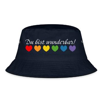 Regenbogenherzchen du bist wunderbar white - Bucket Hat - Navy - Vorne