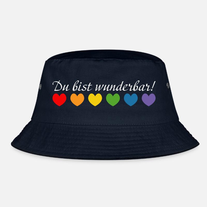 Regenbogenherzchen du bist wunderbar white Bucket Hat