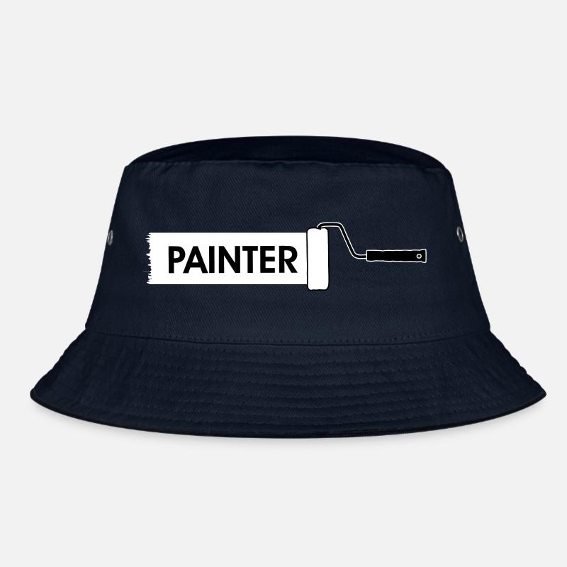 Paint roller with white paint Bucket Hat