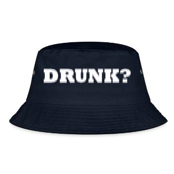 Drunk? white - Bucket Hat - Navy - Vorne