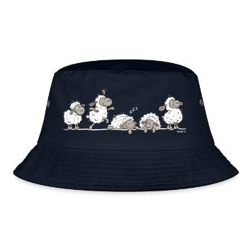 Lustige Schafe auf Linie Schlafen Tiermotiv Humor - Bucket Hat - Navy - Vorne