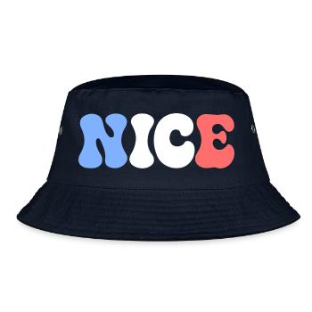 SCHÖNE Pastellblau, weiße, rote Blasen - Bucket Hat - Navy - Vorne