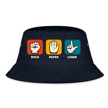 Stein-Papier-Verlierer-Sarkasmus Lustige Männer-Ve - Bucket Hat - Navy - Vorne
