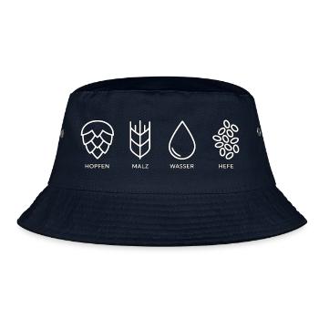 Hopfen, Malz, Wasser, Hefe - Bucket Hat - Navy - Vorne