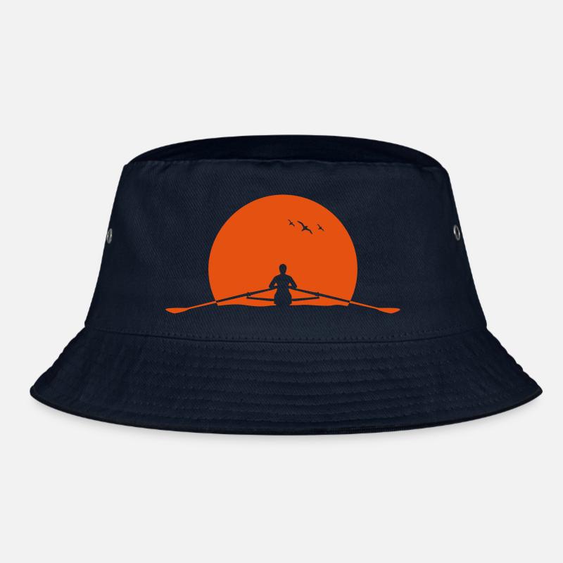 Rowing sunset rower rowing skulls - Bucket Hat - navy