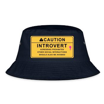 Caution Introvert - Bucket Hat - Navy - Vorne