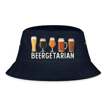 Craft Beer Vintage-Beergetarianische Heimbraukunst - Bucket Hat - Navy - Vorne