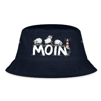 Moin Schafe Leuchtturm Nordsee Küstenhumor - Bucket Hat - Navy - Vorne