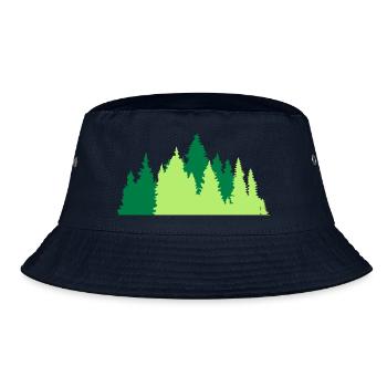 conifer forest tree forest conifer forest silhouette f - Bucket Hat - navy - Front