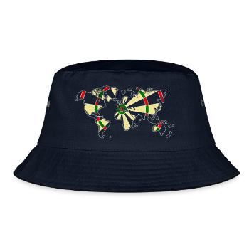 Darts World Map Dartboard Globe Player Design - Bucket Hat - Navy - Vorne
