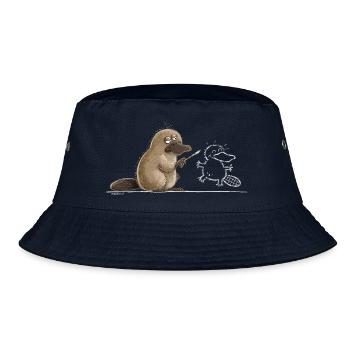 Schnabeltier Höhlenmalerei Tierhumor Steinzeit - Bucket Hat - Navy - Vorne