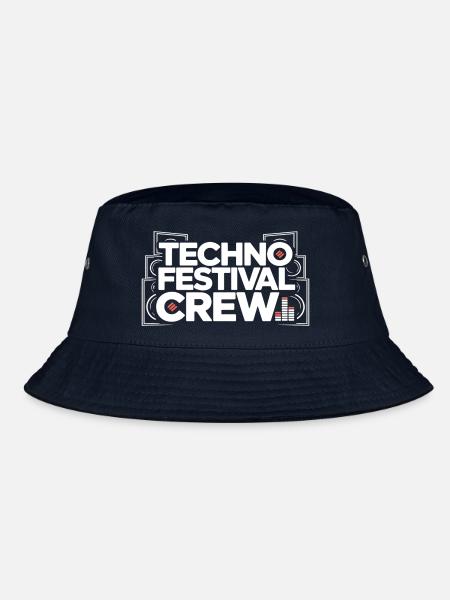 Techno Festival Crew – Techo Party Outfit - Bucket Hat - Navy - Vorne