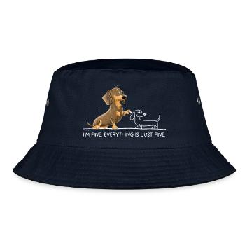 Im Fine Dackel Teckel Sarkasmus Hundehumor - Bucket Hat - Navy - Vorne