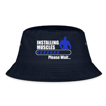 Installing muscles body building gym fitness - Bucket Hat - navy - Front