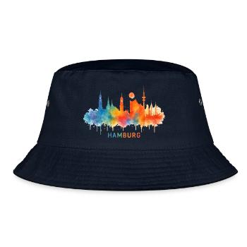 hamburg skyline aquarell - Bucket Hat - Navy - Vorne