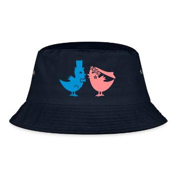 Hochzeitsvögel / tweep wedding (2c) - Bucket Hat - Navy - Vorne