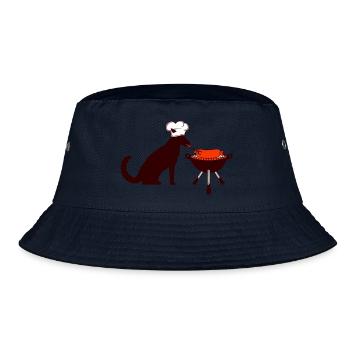 Dog, Sausage, Grilling, Chef's Hat, Sausage, Chef, Hunger - Bucket Hat - navy - Front