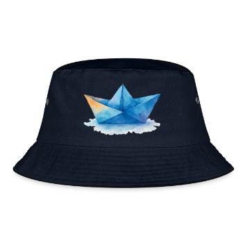 papierboot aquarell - Bucket Hat - Navy - Vorne