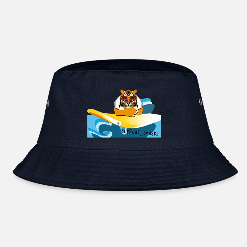 Tiger auf einem Surfbrett Bucket Hat
