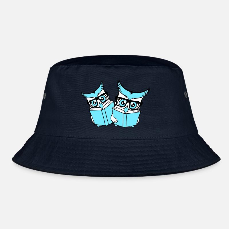 2 Owls Nerd Duo Geek Book Reading Eagle Owl Glasses Smart Bucket Hat