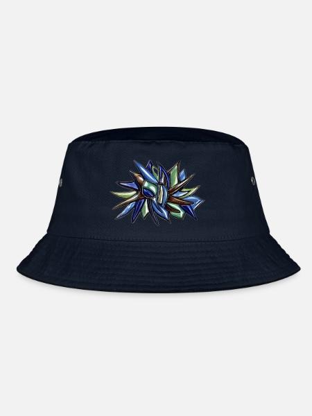 Blaugrüne Fragmentblume - Bucket Hat - Navy