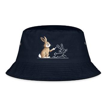 Hase Kaninchen Tiermotiv lustig Strichzeichnung - Bucket Hat - Navy - Vorne