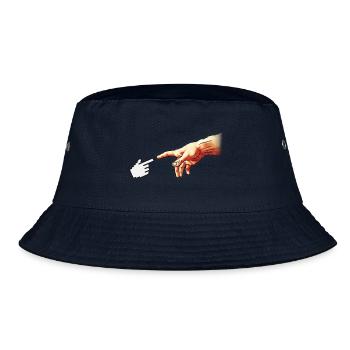 Funny 8bit Nerd & Geek Humor (Creation of Adam) - Bucket Hat - navy - Front
