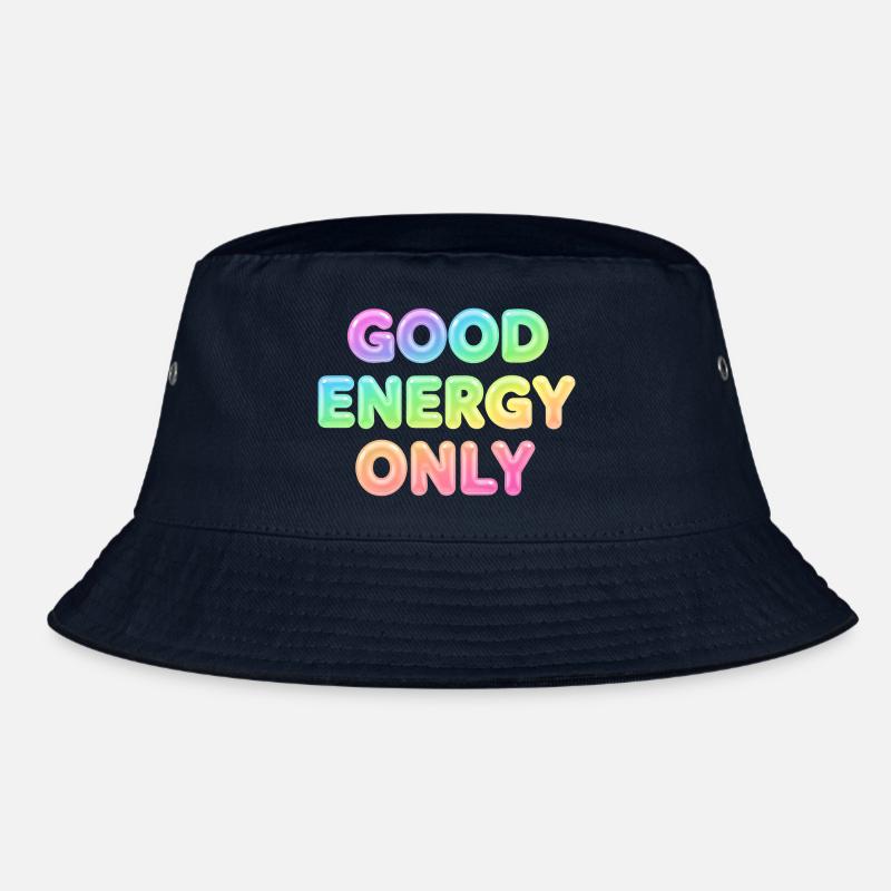Good Energy Only – Positive Statement Typografie - Bucket Hat - Navy