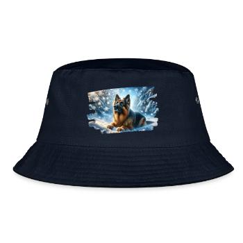 German Shepherd in a magical winter landscape - Bucket Hat - navy - Front