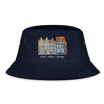 Bremen Markt, Zeichnung, Deutschland - Bucket Hat - Navy - Vorne