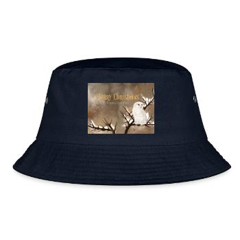 Merry Christmas Snowy Owl Winter Scenery - Bucket Hat - navy - Front