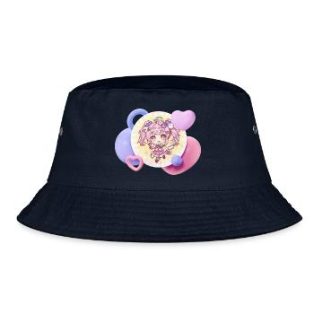 Pastell-Chibi mit Herzchen - Bucket Hat - Navy - Vorne
