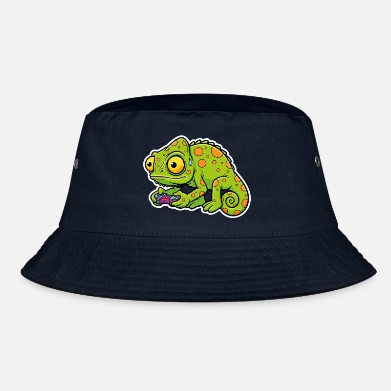 Chameleon Gamer Controller Videospiel-Maskottchen Bucket Hat