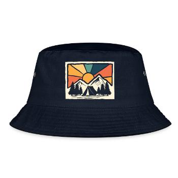 Mountain Camping Hiking Forest Scouts Campers - Bucket Hat - navy - Front
