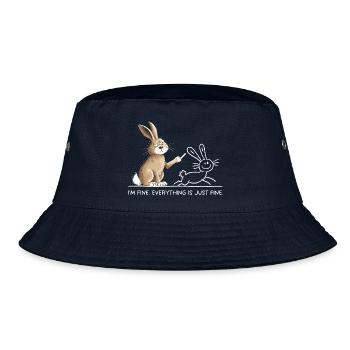 Hase Spruch Humor I’m Fine Everything Is Just Fine - Bucket Hat - Navy - Vorne