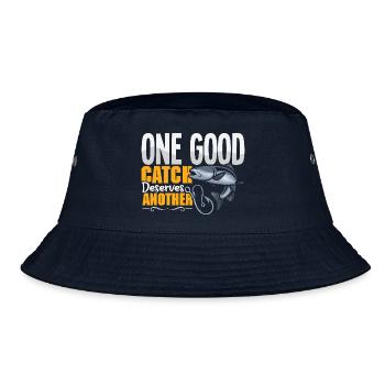 Angeln Angler Fische Fischer Sprüche Petri Heil - Bucket Hat - Navy - Vorne