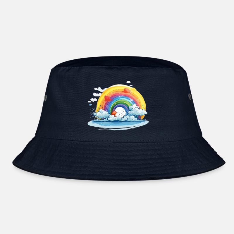 Rainbow with clouds Bucket Hat