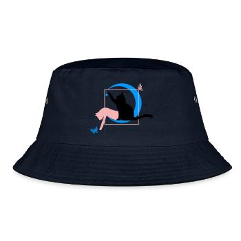 The cat Leonardo Da Vinci style with heart - Bucket Hat - navy - Front
