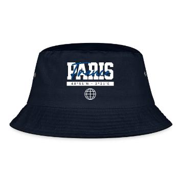 Paris Frankreich Koordinaten Reise Souvenir - Bucket Hat - Navy - Vorne