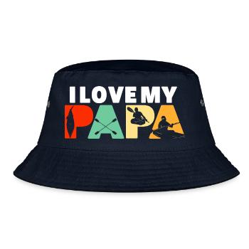 Ich liebe meinen Papa beim Kajakfahren, Kanu, Wassersport-Opa - Bucket Hat - Navy - Vorne