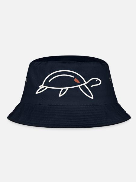Meeresschildkröte – Minimalistische Linienkunst - Bucket Hat - Navy
