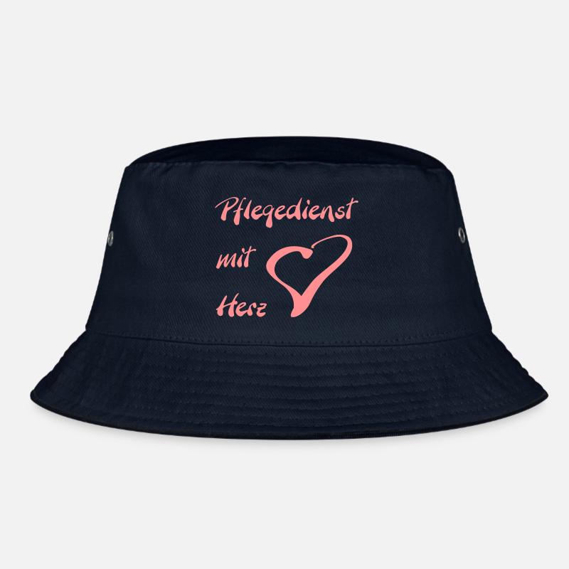 Pflegedienst mit Herz Brust gross - Bucket Hat - Navy
